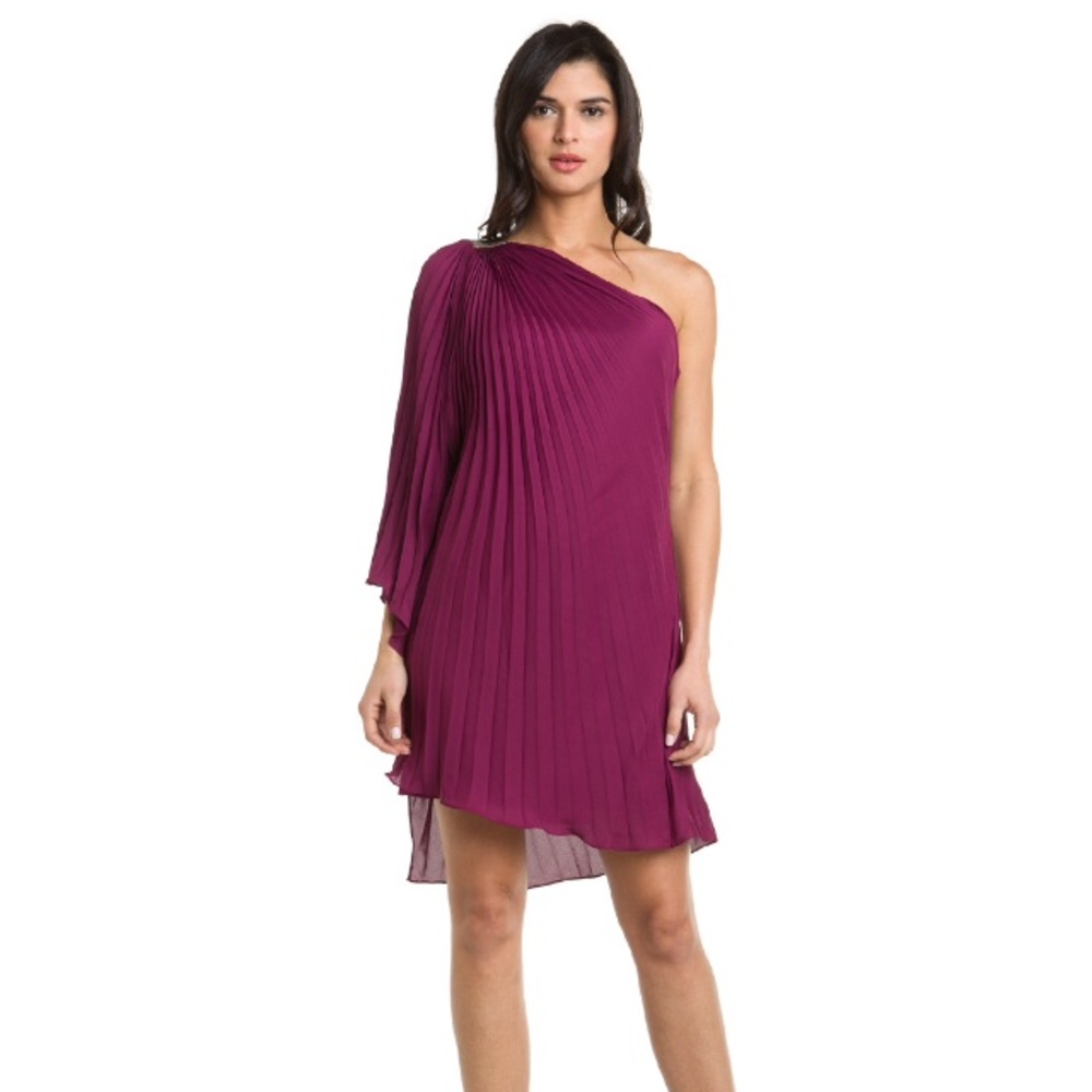 Halston Heritage pleated one shoulder dress size M